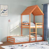 Kinderbed met huisje massief grenenhout wasbruin 80x200 cm