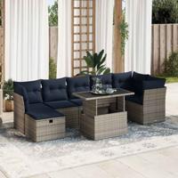 8-delige Loungeset met kussens poly rattan acacia bruin