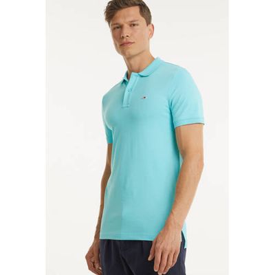 Tommy Jeans slim fit polo met biologisch katoen blauw Tommy Jeans slim fit polo met biologisch katoen blauw