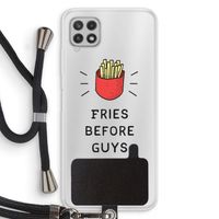 Fries before guys: Samsung Galaxy A22 4G Transparant Hoesje met koord