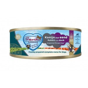 Renske Graanvrij vers bereid konijn met eend hypoallergeen natvoer hond (blik) 2 trays (48 x 95 g)