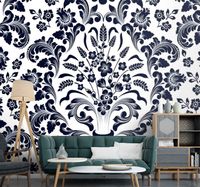 Fotobehang badkamer Zwart en wit uniek sierpatroon Fotobehang badkamer Zwart en wit uniek sierpatroon