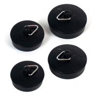 Gootsteenstop - 4x - rubber - zwart - 36 en 48 mm - wasbak afvoerstop