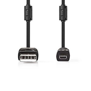 Nedis USB-Kabel | USB 2.0 | USB-A Male | US-E6 8-pins Male | 480 Mbps | Vernikkeld | 2.00 m | Rond | PVC | Zwart | Label - CCGL60810BK20
