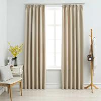 VidaXL Gordijnen verduisterend met haken 2 st 140x245 cm beige