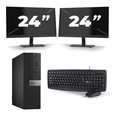 Dell Optiplex 3040 USFF - Intel Core i7-6e Generatie - 16GB RAM - 256GB SSD - Windows 11 + 2x 24 inch Monitor