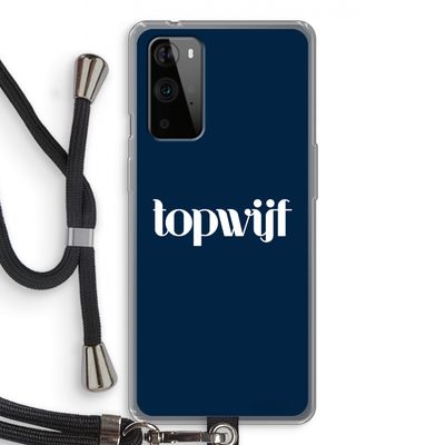 Topwijf Navy: OnePlus 9 Pro Transparant Hoesje met koord