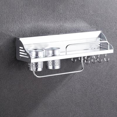 50cm 2 kopjes 8 haken multifunctionele keuken ponsen-gratis muur gemonteerde aluminium rand kruiderij houder opslag rek