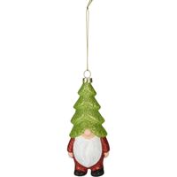 Kersthanger gnome/dwerg/kabouter - kunststof - 12,5 cm - groene muts