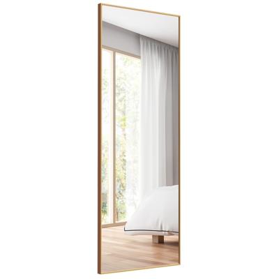Kapspiegel met Rechthoekig Aluminium Frame & Explosiebestendig Glas Staande Spiegel om op te Hangen of Tegen de Muur te Leunen