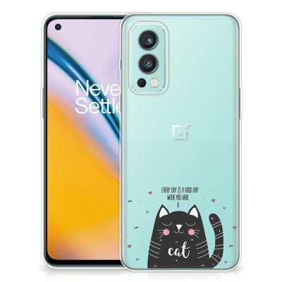 OnePlus Nord 2 5G Telefoonhoesje met Naam Cat Good Day OnePlus Nord 2 5G Telefoonhoesje met Naam Cat Good Day