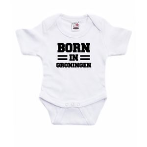 Born in Groningen kraamcadeau rompertje wit jongs en meisjes 92 (18-24 maanden)  -