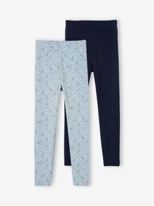 Set van 2 bijpassende meisjesleggings marineblauw