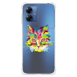 Motorola Moto G14 Stevig Bumper Hoesje Cat Color