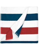 The One Towelling TH1090 Beach Towel Stripe - Navy Blue/Red/White - 90 x 190 cm