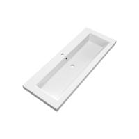 Brauer Solar Medium Wastafel - 120 cm - met 1 Spoelbak en 1 Kraangat - Mineraalmarmer Mat Wit