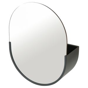 Duraline Wandopbergrek met ronde spiegel 30x42x10cm Zwart