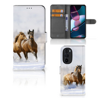 Motorola Edge 30 Pro Telefoonhoesje met Pasjes Paarden - thumbnail