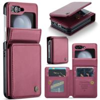 CaseMe Samsung Galaxy Z Flip 7 FE / Z Flip6 PU Leren Backcover hoesje met kaarthouder - Rood