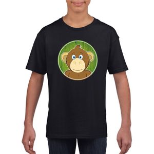 Dieren aap shirt zwart jongens en meisjes