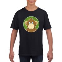 Dieren aap shirt zwart jongens en meisjes - thumbnail