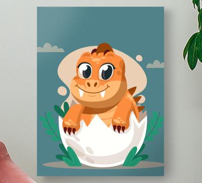 Canvas schilderij dinosaurussen Dinosaurus baby in schelp