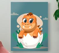 Canvas schilderij dinosaurussen Dinosaurus baby in schelp