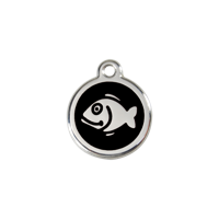Fish Black roestvrijstalen kattenpenning small/klein dia. 2 cm - Reddingo