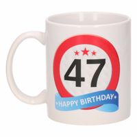 Verjaardag 47 jaar verkeersbord mok / beker - thumbnail