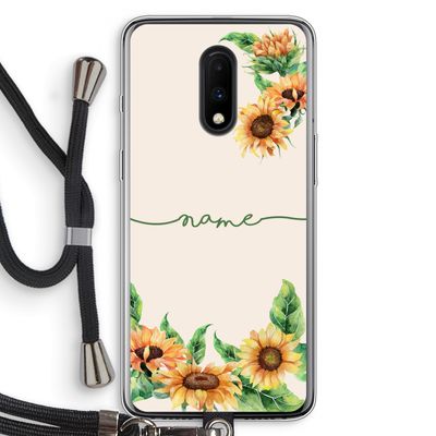 Zonnebloemen: OnePlus 7 Transparant Hoesje met koord