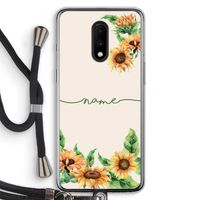 Zonnebloemen: OnePlus 7 Transparant Hoesje met koord