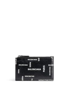 Balenciaga porte-cartes en cuir à logo imprimé - Noir