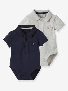 Set van 2 newborn rompertjes met polokraag met zakje set inkt