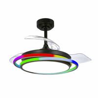 Plafondventilator CristalRecord ANTILA MINI RGB BK RETRAC Zwart Plafondventilator CristalRecord ANTILA MINI RGB BK RETRAC Zwart