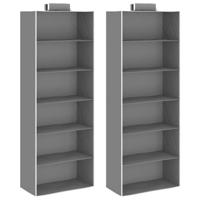 VidaXL Kledingorganisers hangend 2 st met 6 schappen stof