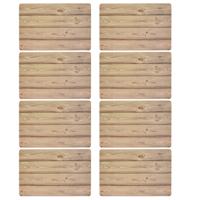 Bellatio Design Tafel Placemats - 8x - houten planken print - bruin - 43 x 28 cm