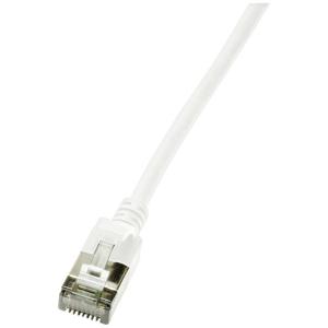 LogiLink CQ9031S RJ45 Netwerkkabel, patchkabel CAT 6A U/FTP 1.00 m Wit Extreem dun, Vlambestendig, Flexibel, Folie afscherming, Halogeenvrij, Snagless,