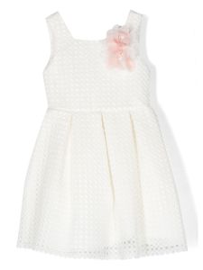 Abel & Lula robe plissée à appliques fleurs - Blanc