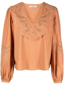 TWINSET blouse à broderies anglaises - Marron