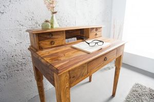 Design secretaire HEMINGWAY M 90cm Sheesham massief houten bureau - 36340