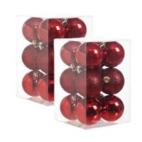 Cosy & Trendy Kerstballen - 24x stuks - rood - kunststof - 6 cm -onbreekbaar - kerstversiering