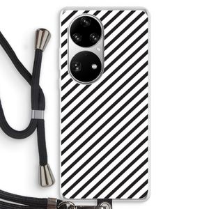 Strepen zwart-wit: Huawei P50 Pro Transparant Hoesje met koord