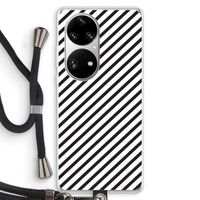 Strepen zwart-wit: Huawei P50 Pro Transparant Hoesje met koord