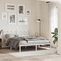 Bedframe met hoofdbord metaal wit 150x200 cm