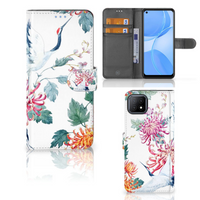 OPPO A73 5G Telefoonhoesje met Pasjes Bird Flowers - thumbnail