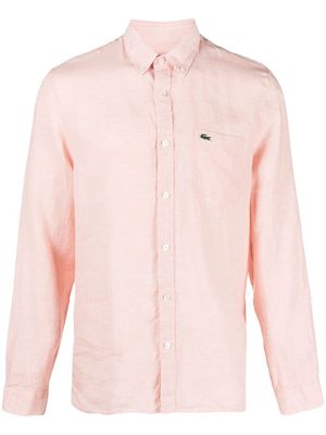 Lacoste chemise en lin à logo brodé - Rose