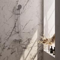 Brauer Brushed Carving Glijstangset met Thermostaatkraan - 3-Standen Handdouche - Rvs Geborsteld Pvd