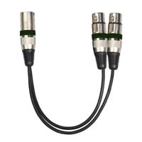 2055MFF-03 2 In1 XRL mannelijk naar dubbele vrouwelijke microfoon audio kabel lengte: 0.3 m (zwart)
