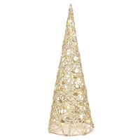 Countryfield LED kerstboom kegel - H40 cm - goud - metaal   - - thumbnail