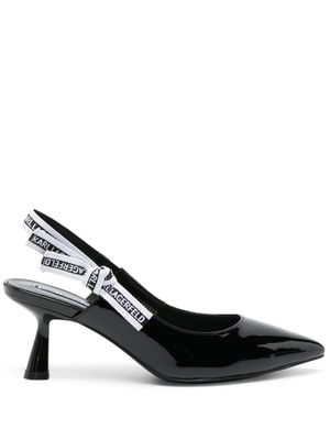 Karl Lagerfeld escarpins en cuir à bride logo 75 mm - Noir